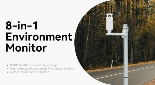 Building Environment Monitor 8-in-1 Environment Monitor with Sensors of Ultrasonic Wind, PM2.5/10 a ...