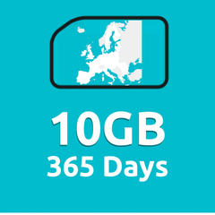 10GB 365 Days High Speed Cellular Data Plan for Europe (32 Countries)