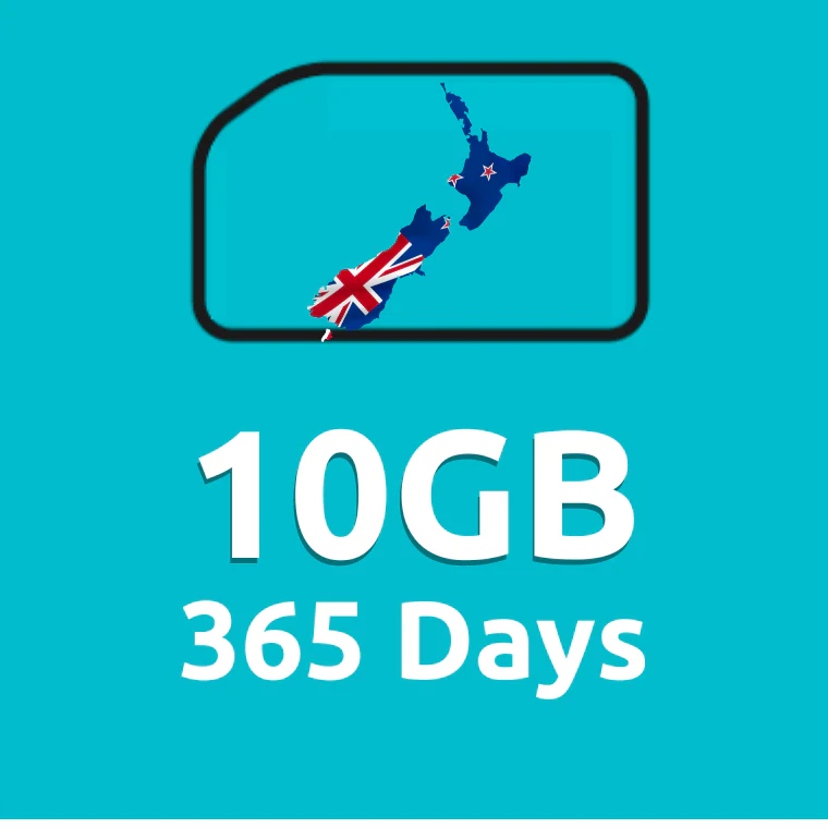 10GB 365 Days High Speed Cellular Data Plan for New Zealand