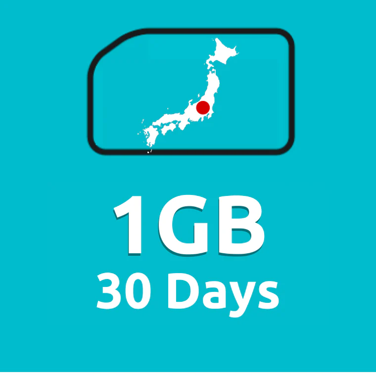 1GB 30 Days High Speed Cellular Data Plan for Japan