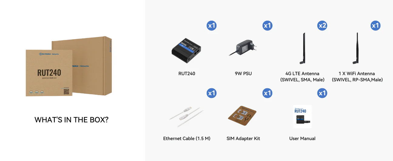 Teltonika RUT240 4G LTE Cellular Router Certified by Verizon/AT&T/TMo