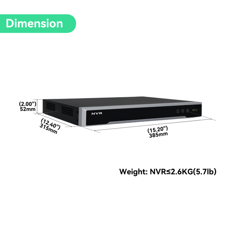 (NVR516P16-Q2) 16 Channel PoE NVR, 4K resolution, max 2 HDD, 1U case