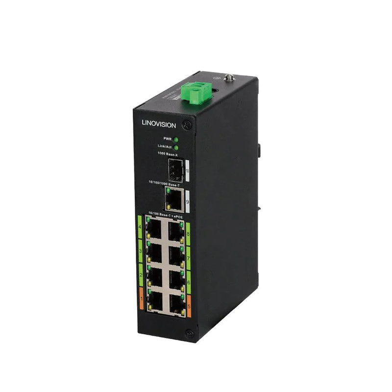 8-Port EOC & POE Hybrid Switch, Up to 2,500ft POE + Data Transmission over Cat5E Network Cable or Coaxial Cable