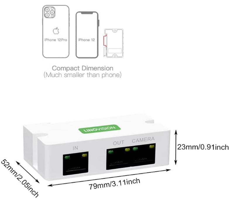 Mini Passive 2 Port POE Switch POE Extender | IOTNVR US